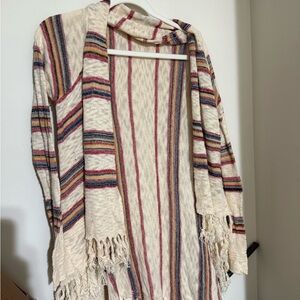 Striped Fringe Cardigan